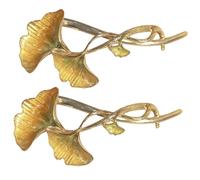 Mobestech 2pezzi Fermagli per Chioma in Lega a Forma di Fronda di Ginkgo Oro, Leggeri e Eleganti, Accessori per Chioma Donna per Ufficio e Appuntamenti