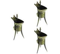 Mobestech 3 Pezzi Coppa da Vino Antica Cinese di Bicchiere Decorativo Stile Antico con Treppiede Capacità per Bevande e Arredo Casa Elegante e Resistente