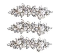 Mobestech 3 Pezzi Fermagli per Capelli Donna con Strass Barrettes Cristallo Eleganti Argento Clip Becchino Facili da Usare per Matrimonio Damigelle Feste e Cerimonia