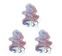 Mobestech 3 Pezzi Parrucca Halloween Lunga Riccia Onde Grandi e Sfumature Arcobaleno, Rete Resistente e Filo ad Alta Temperatura, Facile da Indossare per Feste e Cosplay