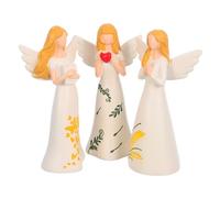 Mobestech 3 Pezzi Statua Angeli Natalizi in Resina Beige Figurine Putti con Estremità per Decorazioni Religiose da Mensola e Casa Regalo Spirito e Memoria Femminile