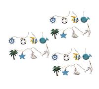 Mobestech 3 Set Decorazioni Marine Nautico Ornamento Pescare Casa Costiero Decorazione della Rete da Spiaggia Rete di Pesca Decorativa Arredamento del Pesce di Legno 8 Pezzi*3