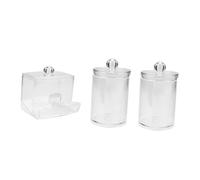 Mobestech 3pezzi Scatola Trasparente per Cotton Fioc Contenitore per Cotton Fioc da Bagno Coperchio Facile da Aprire e Chiudere Puliti e Ordinati