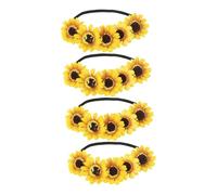 Mobestech 4 Pezzi Fascia Elastica Girasole Corona Floreale Boho per Feste Matrimoni e Costumi Cosplay Accessorio Capelli Vibrante per Donna