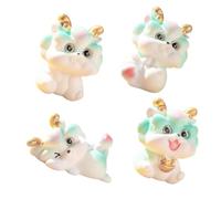 Mobestech 4 Pezzi Miniature Dragon Figurines Cartoon Resin Desktop Adornments Cute Zodiac Dragons For Christmas And Home Decoration