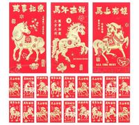 Mobestech 48 Pezzi Lunar Year Envelopes Horse Year Theme Paper Hong Bao Packets Traditional Spring Festival Lucky Money Cards For Family And Business Celebrations