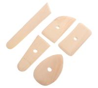 Mobestech 5 Pezzi Raschietto per Argilla e Strumento per Modellare la Ceramica, Legno, Beige, per Artigianato Argilla Polimerica e Progetti Creativi