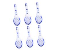 Mobestech 6 pezzi Cucchiai da Zuppa in Blu e Bianco Cucchiai per Minestra e Ramen Utensili da Cucina Resistenti e Facili da per Uso Quotidiano e Feste