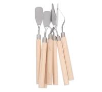 Mobestech 7 pezzi Spatole Pittura Olio Professionali con Manico in Legno Raschietti in Acciaio Inossidabile Leggeri e Resistenti Strumenti Artistici Portatili per Ceramica Tessuto e