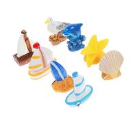 Mobestech 8 Pezzi Accessori per micro paesaggi decorativo costiero Decorazione Spiaggia nautico piccolo arredamento micropaesaggio decorazioni nautiche per la casa resina
