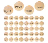 Mobestech 80 Pezzi Perline Legno con Parole Benedizione Perline Fai da Te Braccialetti Decorativi Resistenti per Bigiotteria e Creazioni Artigianali