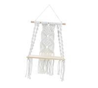 Mobestech Arazzo Tessuto a Mano Appendiabiti Per Piante Macramè Coperto Mensola Galleggiante Macramè Mensole Sospese Macramè Decorazioni Boho Mensola Bohémien Beige Cotone