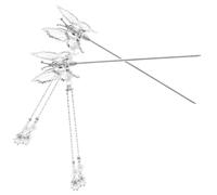 Mobestech Bacchette per Chioma Donna per Fermare Chignon 2 Pezzi in Metallo Argento Decorazione Farfalla e Nappine, Resistenti Accessori Classici a Natale e San per Acconciature Eleganti
