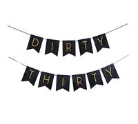 Mobestech Banner Decorativo per Compleanno con Design Dirty Thirty Nera per Feste e Celebrazioni per Decorare