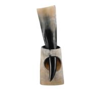 Mobestech Bicchiere da Bere in Corno Bue con Supporto Tazza Viking Vintage Capiente e Resistente Coppa Antica per Vino e Idromele Decorazione e Feste