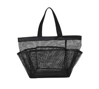 Mobestech Borsa da Spiaggia in Rete Grande Capacità Portabile e Traspirante per Doccia e Accessori Bagno Sacchetto Organizzatore Nero in Nylon Resistente