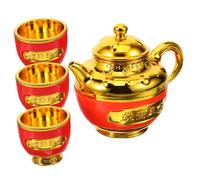 Mobestech Cerimonia con Teiera Dorata e Tazze da Offerta per Buddhismo Tibetano Decorazione Auspiciosa Resistente e Compatto per Uso Religioso e Quotidiano