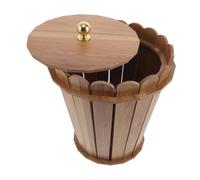 Mobestech Cestino Gettacarta in Legno Rotondo con Coperchio, Design Rustico