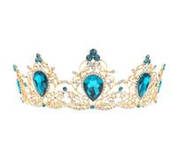 Mobestech Corona da Sposa Barocca Blu Vintage Copricapo Decorativo per Ragazza Tiara Elegante per Matrimoni Feste e Servizi Fotografici