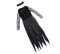 Mobestech Costume da Sposa Cadavere Nero in Spandex per Halloween, Abito Chic e Comodo per Performance Sul Palco e Feste a Tema Horror