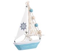 Mobestech Decorazione A Forma di Barca A Vela Ornamento in Legno A Forma di Barca A Vela in Stile Mediterraneo per Il Soggiorno