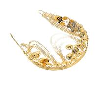 Mobestech Fascia Tribale per Chioma Monete e Catene Multistrato, Copricapo Etnico in Lega Scintillante per Spettacoli di Danza del Ventre e Festival, Accessorio Retrò Artigianale Donna