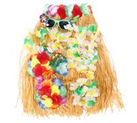 Mobestech Gonna Paglia Hawaiana per Donne Decorazioni per Feste Luau Set Completo Ghirlande Fiori e Occhiali da Sole per Estivi in Spiaggia Tropicale
