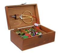 Mobestech Kit Cucito Emergenza Vintage in Legno Massello Scatola Porta Accessori Cucire per Sartoria Quilting e Te Completo per Principianti e Professionisti