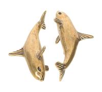 Mobestech Manopole per Mobili in Ottone Massiccio a Forma di Delfino, Set 2 Pezzi, Pomelli per Cassetti Vintage, Ferramenta Decorativa per Armadi e Cucine, Accessori per Arredamento Casa