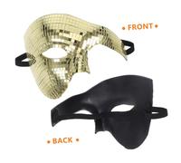 Mobestech Maschera Disco Glitter Faccia Riflettente Oro per Uomo Costume Halloween Cosplay Effetto Leggero e Portatile