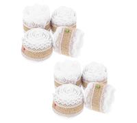 Mobestech Nastro di Iuta Rustico Pizzo Decorativo Pezzi da 2 Metri in 4 Stili Set da 8 Pezzi per Ghirlande Natalizie Decorazioni Fai da Te e Confezioni Regalo per Feste ed Eventi