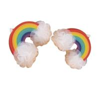 Mobestech Palla da Bagno Design Arcobaleno e Fiore Spugna da Bagno per Ragazzi e Ragazze Funzione di Produzione di Schiuma, 2 Pezzi