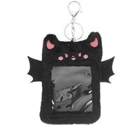 Mobestech Porta Carte in Peluche Demone, Portachiavi Porta Badge Sottile e Resistente, Custodia Riutilizzabile per Carte D’identità e Biglietti, per Studenti e Personale Ufficio