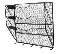 Mobestech Portadocumenti da Parete in Filo Metallico a Livelli, Organizer Porta Riviste e Cestino Portaoggetti Compatto per Ufficio, Studio e Sala Conferenze, Montaggio a Muro Salvaspazio