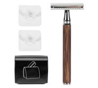 Mobestech Rasoio Manuale D'epoca a Doppia Faccia Set da 1, Rasoio di Sicurezza Professionale Compatto Supporto, la Pulizia della Barba a Casa e Viaggi, per Uomo Adulto e Barberia