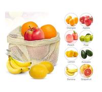 Mobestech Sacchetto in Rete di Cotone Biologico con Coulisse Riutilizzabile e Lavabile per Conservare Frutta e Verdura per Ortaggi e Alimenti Quotidiani Ecologico e Pratico per Spesa