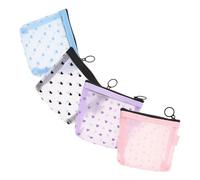 Mobestech Set 4 Pezzi Pochette Trasparenti per Cosmetici da Viaggio in Nylon Traspirante e Stampa a Cuori, per Dorm e Viaggio