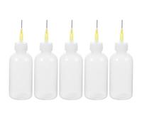 Mobestech Set 5 Bottiglie Applicatore per Smalto Ceramica con Punta ad Ago 50cc Flaconi Comprimibili per Dettagli Precisi e Rivestimenti Uniformi in Argilla per Laboratorio Artigianato