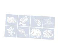 Mobestech Set di 8 Stencil per Pittura Riutilizzabili in Plastica, Modello Cavo Animali Marini, Strumenti Educativi per Disegno Creativo e Progetti Scolastici