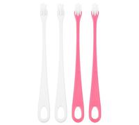 Mobestech Spazzolino da Denti per Cani in Plastica ABS 4 Pezzi 2 Bianchi 2 Rosa Testina Piccola per Pulizia Orale Profonda Leggero e Compatto Strumento per la Cura Dentale di Cuccioli e