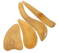 Mobestech Strumenti per Massaggio in Legno 4 Pezzi Multifunzione, Raschietti per Viso e Corpo, Massaggiatori per Rilassamento Muscolare e Stimolazione Circolazione, Adatti per Benessere