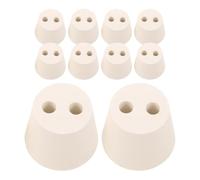 Mobestech Tappi in Gomma con Due Fori per Provette e Fiaschette Chimiche, Tappi di Laboratorio Conici in Gomma Piena Diametro 28 Mm, Set da 10 Pezzi Riutilizzabili per Esperimenti