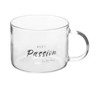 Mobestech Tazza in Vetro con Manico e Lettere, 500ml per Caffè e Tè | Trasparente e Creativa, per Ufficio e Cucina, Adatta a Limonata e Bevande Calde