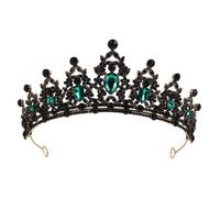 Mobestech Vintage Regina Tiara Strass Nero Verde Matrimonio Diademi Nere Corone Gotiche Di Lusso Strass Nero Verde Matrimonio Da Sposa Diamante Tiara Sciarpa Banchetto Vintage
