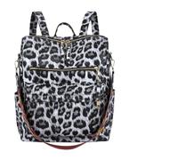 Mobestech Zaino Leopardato da Studente Grande Capacità in PU Bianco | Stile alla Moda, Resistente All’acqua, Texture Compatta, per Shopping e Ogni Occasione, Uso Quotidiano