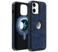 MOBESV Cover in Pelle con Vista del Logo per iPhone 12 / iPhone 12 PRO 6,1 Pollici, Custodia Magnetica Compatibile con MagSafe, Cover Sottile Classica ed Elegante, Blu Reale
