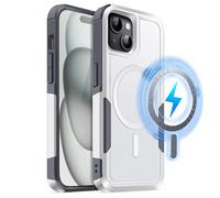 MOBESV Cover Magnetica per iPhone 14 Plus/iPhone 15 Plus 6,7 Pollici, Custodia Compatibile con MagSafe, Cover Antiscivolo Opaca e Satinata, Bianco