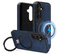 MOBESV Custodia in Pelle con Supporto per Samsung Galaxy S24 6,2 Pollici, Cover Magnetica Compatibile con MagSafe/Caricatore Wireless, Custodia Sottile Classica ed Elegante, Blu Reale