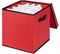 Mobi Lock Scatola per Decorazioni Natalizie con Divisori - Borsa Organizzatrice per Palline di Natale - Contiene 64 Palline - Contenitore in Tessuto Rosso, Durevole e Pieghevole, Senza Vassoio