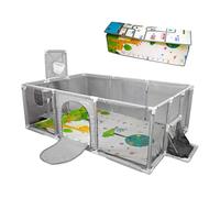 Mobiclinic®, Box Bambini, Tappeto da Gioco Reversibile, Pieghevole, 128x233 cm, Rete da Calcio e Canestro, 4 Impugnature, Rete Traspirante, Borsa per il Trasporto (Grigio)
